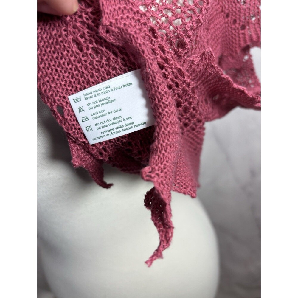 Vtg Laura Ashley Pointelle Crochet Knit Scarf Shawl Great Britain Cottagecore UK - Picture 4 of 13